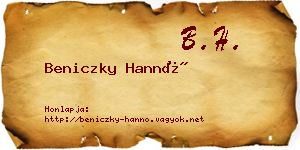 Beniczky Hannó névjegykártya